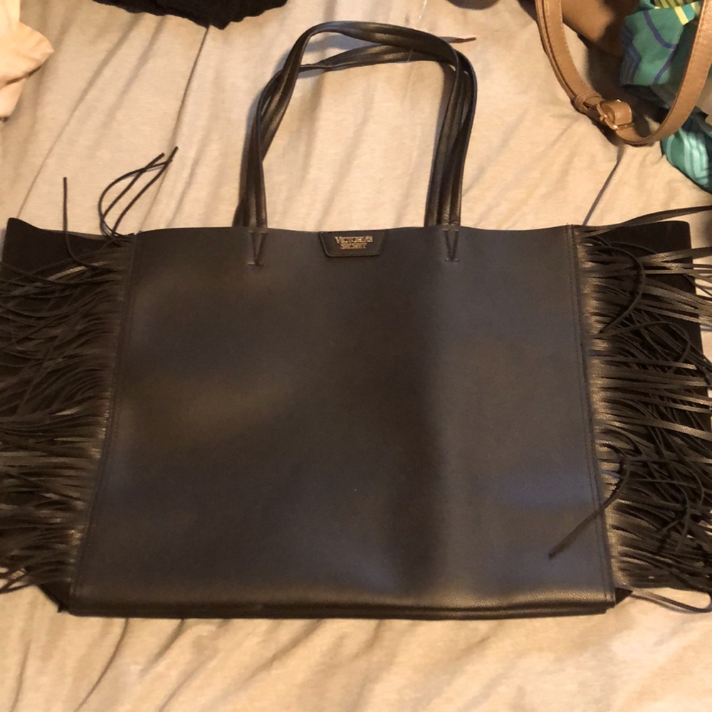 Black Fringe Tote Bag